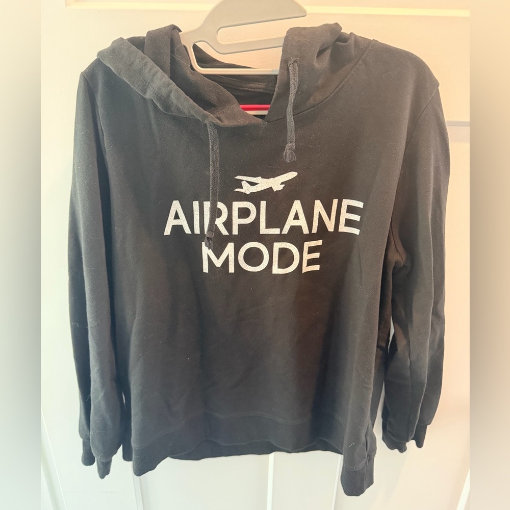 Airplane Mode Graphic Hoodie Bird & Vine LA Black Pullover Medium Travel